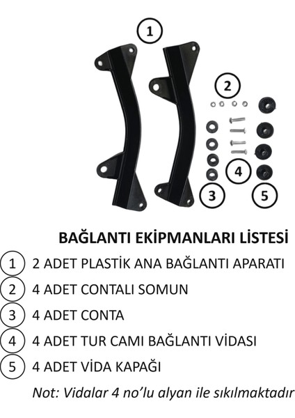 ABV Honda PCX Füme Tur Camı 79x57 cm (21-24) + Bağlantı Ekipmanı