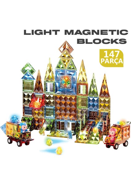 Learning Fun Işıklı Manyetik Stem Oyuncak 147 Parça Light Diamond Magic Magnetic Blocks