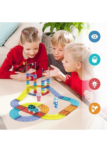 Learning Fun Railcar Manyetik Stem Oyuncak Bloklar Seti 63 Parça Arabalı Railcar Magnetic Blocks