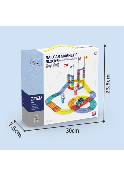 Learning Fun Railcar Manyetik Stem Oyuncak Bloklar Seti 63 Parça Arabalı Railcar Magnetic Blocks