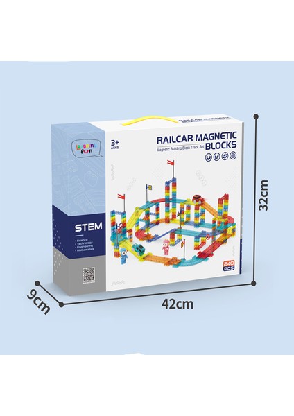 Railcar Manyetik Stem Oyuncak Bloklar Seti 240 Parça Arabalı Railcar Magnetic Blocks