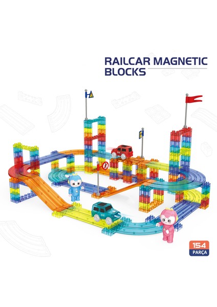 Learning Fun Railcar Manyetik Stem Oyuncak Bloklar Seti 154 Parça Arabalı Railcar Magnetic Blocks