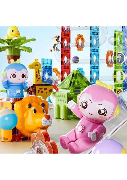 Learning Fun Manyetik Stem Oyuncak 151 Parça - Marble Run Set Magic Magnetic Blocks Animal Paradise