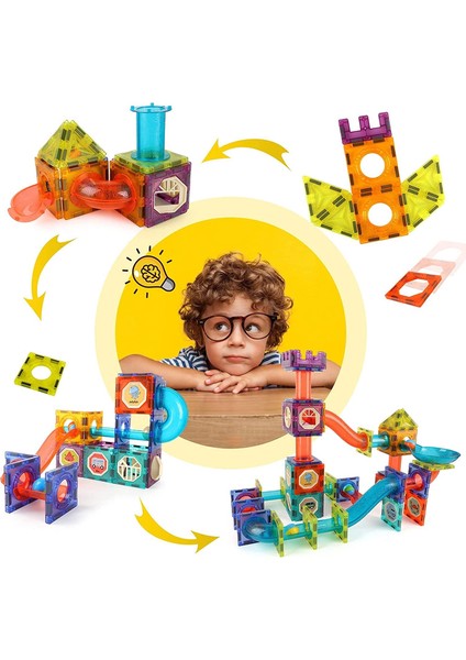 Learning Fun Manyetik Stem Oyuncak 40 Parça - Marble Run Set Magic Magnetic Blocks