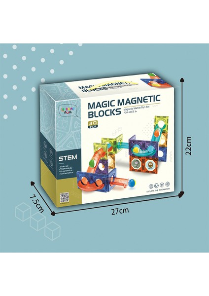 Learning Fun Manyetik Stem Oyuncak 40 Parça - Marble Run Set Magic Magnetic Blocks