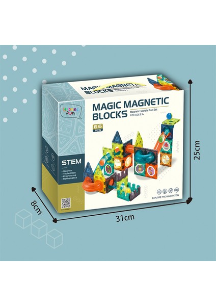 Learning Fun Manyetik Stem Oyuncak 66 Parça - Marble Run Set Magic Magnetic Blocks