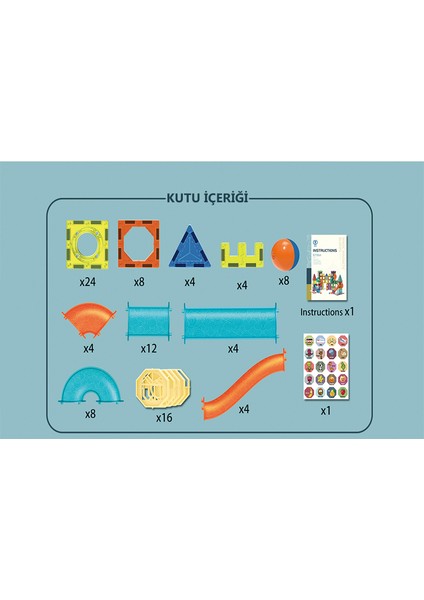 Learning Fun Manyetik Stem Oyuncak 96 Parça - Marble Run Set Magic Magnetic Blocks