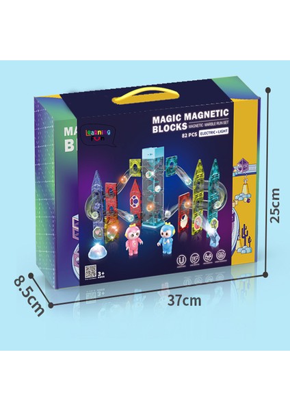 Learning Fun Manyetik Stem Oyuncak Bloklar Seti 82 Parça Elektrikli Işıklı Magic Magnetic Blocks