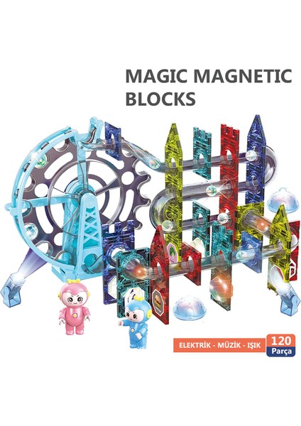 Learning Fun Manyetik Stem Oyuncak Bloklar Seti 120 Parça Elektrikli Müzikli Işıklı Magic Magnetic Blocks