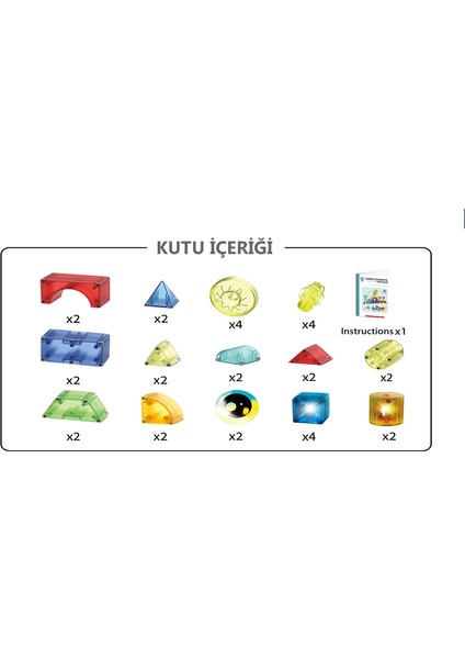 Learning Fun Manyetik Stem Oyuncak Bloklar Seti 32 Parça Dıy Işıklı Manyetik Küpler