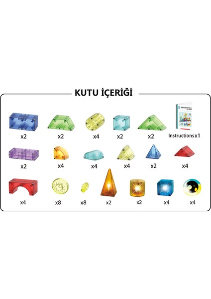 Learning Fun Manyetik Stem Oyuncak Bloklar Seti 64 Parça Dıy Işıklı Manyetik Küpler