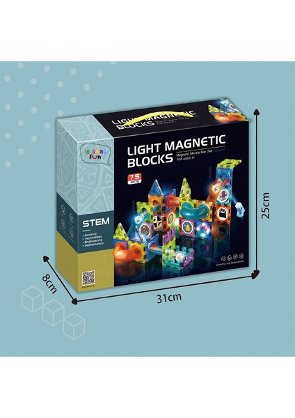 Learning Fun Manyetik Stem Oyuncak 75 Parça - Işıklı Marble Run Set Magic Magnetic Blocks