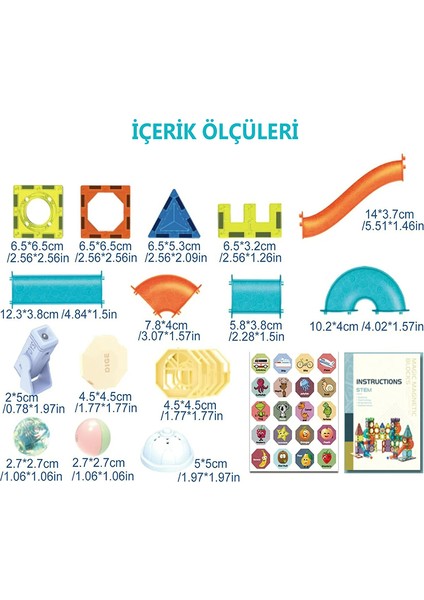 Learning Fun Manyetik Stem Oyuncak 110 Parça - Işıklı Marble Run Set Magic Magnetic Blocks