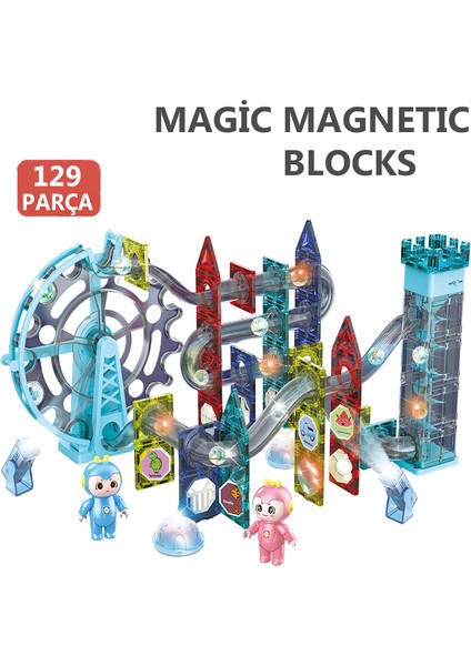 Learning Fun Manyetik Stem Oyuncak Bloklar Seti 129 Parça Elektrikli Müzikli Işıklı Magic Magnetic Blocks