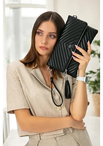 Uzun Askılı Kadın Clutch Portföy Çantası