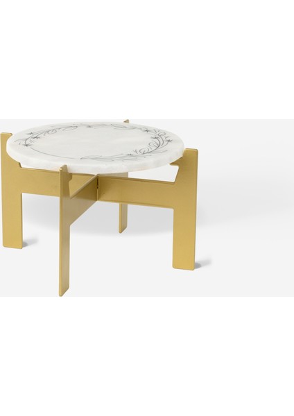 Gold Metal Dekoratif Mini Sehpa - Yüksek Sunum Standı - Ince Desen Blume modelleri