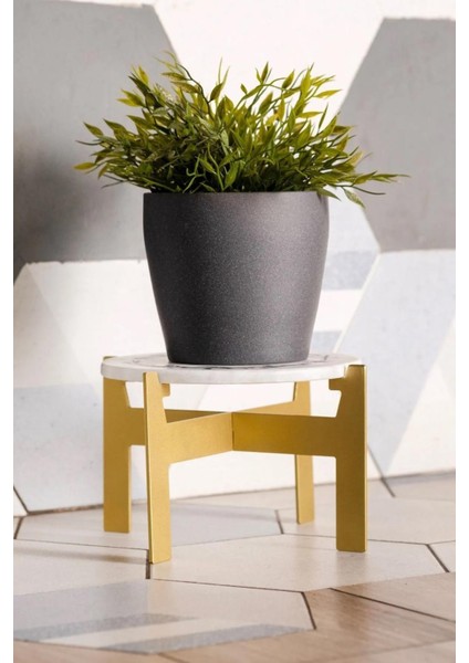 Gold Metal Dekoratif Mini Sehpa - Yüksek Sunum Standı - Ince Desen Blume fırsatları