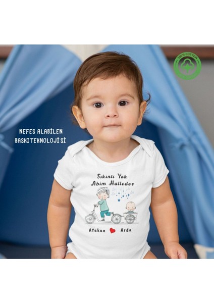 Abi Kardeş Bisiklet Temalı Yazılı Kişiye Özel Çocuk 2'li Kombin fiyatları