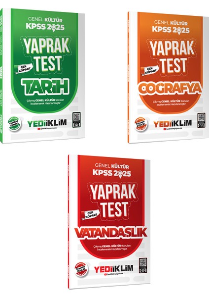 2025 KPSS Genel Kültür Yaprak Test 3 lü Set