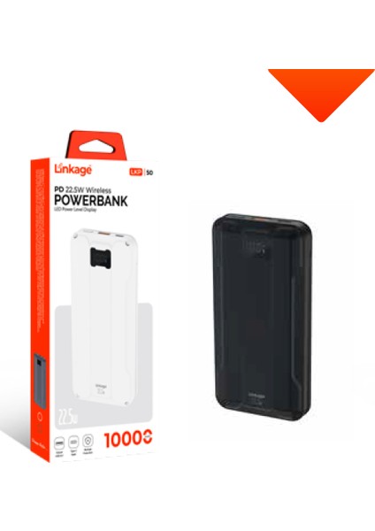 10.000 Mah, 22.5W Usb-A, Dahili Type-C Kablolu, LCD Göstergeli Wireless Powerbank Lkp-50