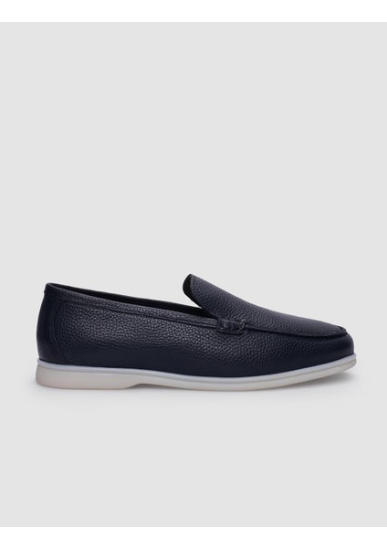 %100 Hakiki Deri Lacivert Erkek Günlük Ayakkabı