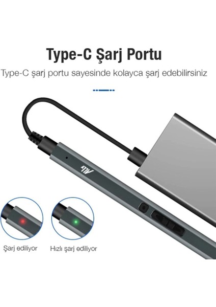 Manyetik Ally 40 Elektrikli Kalem Tornavida Seti Mini Şarjlı Tornavida-Füme 2 Yıl 1 4.8 Volt 4.5 -