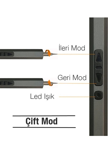 Manyetik Ally 40 Elektrikli Kalem Tornavida Seti Mini Şarjlı Tornavida-Füme 2 Yıl 1 4.8 Volt 4.5 -