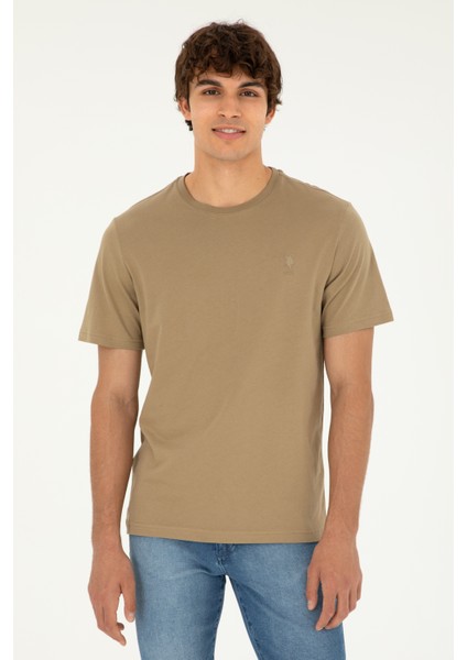 U.S. Polo Assn. 50294224-Vr027 Erkek Haki Basic T-Shirt