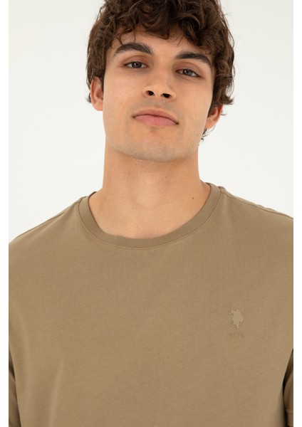 U.S. Polo Assn. 50294224-Vr027 Erkek Haki Basic T-Shirt