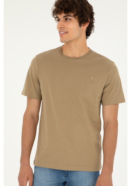 U.S. Polo Assn. 50294224-Vr027 Erkek Haki Basic T-Shirt