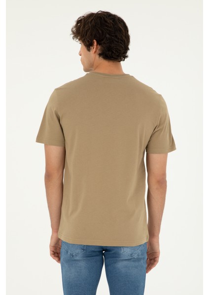 U.S. Polo Assn. 50294224-Vr027 Erkek Haki Basic T-Shirt