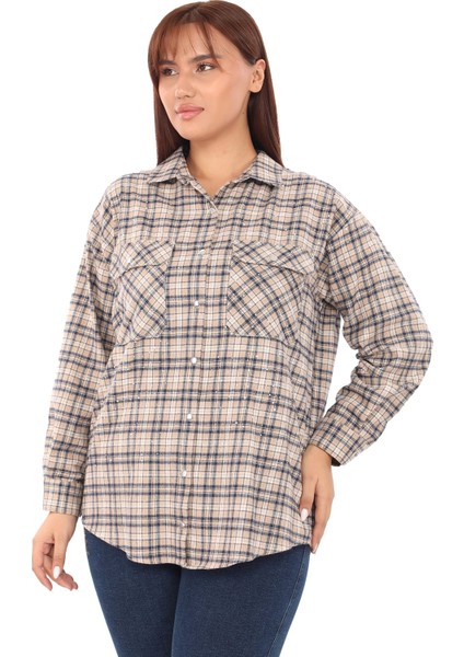 Taşlı Ekose Cepli Büyük Beden Gömlek fırsatları