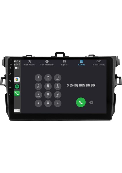 Toyota Corolla (2008-2012) Android 14 Multimedya Carplay 10 Inch 4 GB Ram / 64 GB Hafıza CRV-4543XR