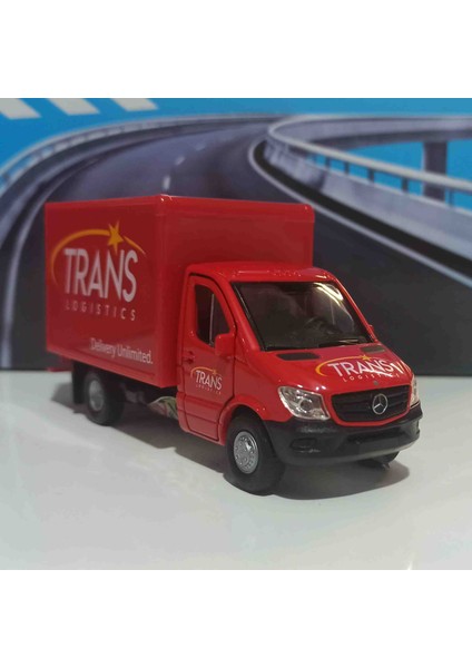 1:32 Kırmızı Mercedes-Benz Sprinter Cargo Box Kamyon Çek/bırak Metal