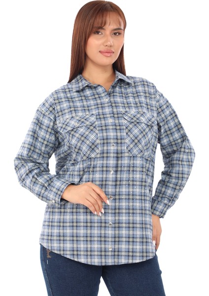 Taşlı Ekose Cepli Büyük Beden Gömlek fırsatları