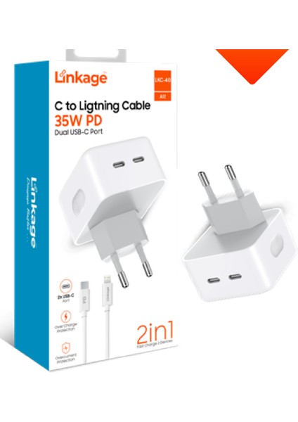 PD35W 2xusb-C Port C To Lightning 1mt Şarj Kablosu Lkc-40