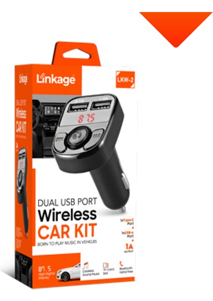 Çift USB Baglantılı Bluetooth V5.0 LED Ekran Usb+Tf Desteği Çift USB Fm Transmitter Lkw-2