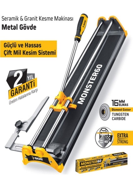 Monster 60 Profesyonel Fayans Granit Kesme Makinesi 60CM - Metal Gövde