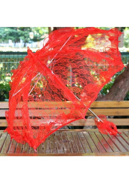 Tekno Trust Dekoratif Dantelli Düğün ve Gelin Şemsiyesi Kırmızı Renk 75CM fiyatları