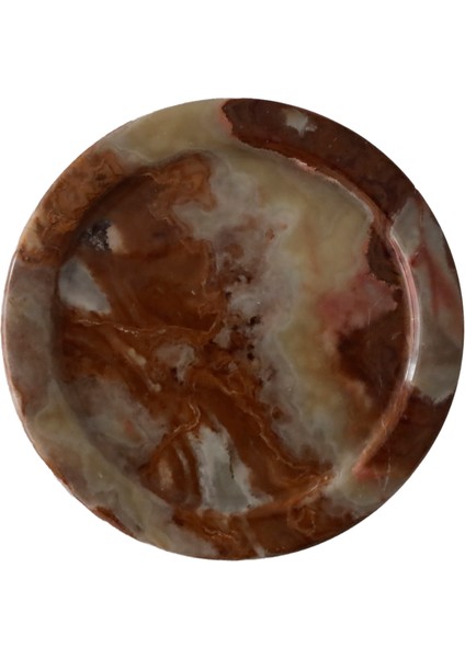 "el Yapımı Doğal Oniks Taşı Düz Tabak - 15 cm Şık Dekoratif Parça"