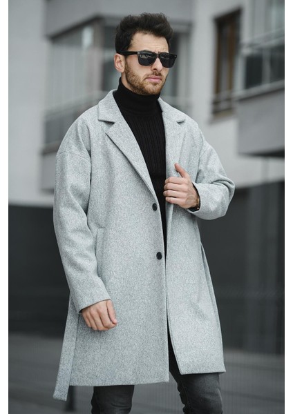 Layun Erkek Kemerli Oversize Rahat Kesim Kaşe Kaban Palto