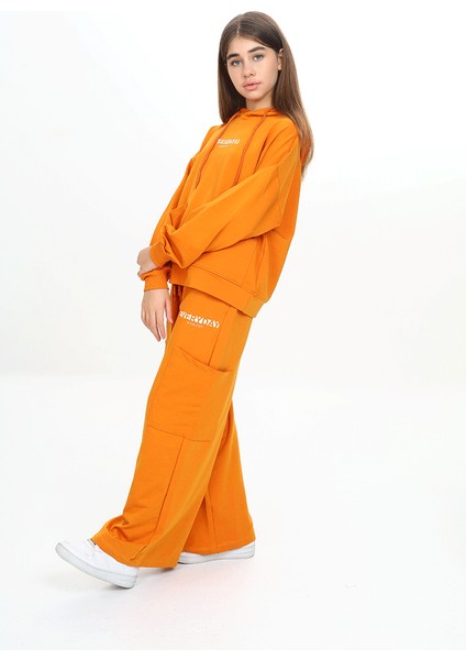 Kız Çocuk Iki Ip Kumaş Baskılı Kapüşonlu Eşofman Takımı modelleri