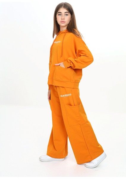 Kız Çocuk Iki Ip Kumaş Baskılı Kapüşonlu Eşofman Takımı indirimleri