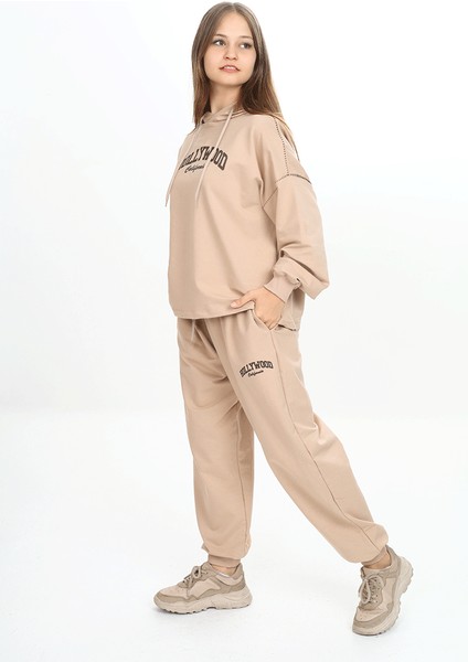 Kız Çocuk Hollywood Baskılı Kapüşonlu Eşofman Takımı fiyatları