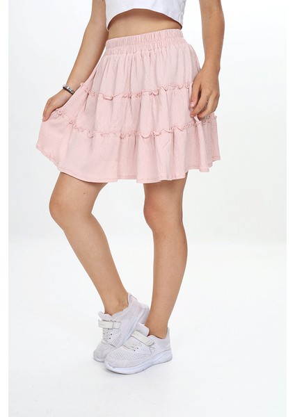 Kız Çocuk Bürümcük Kumaş Pileli Mini Etek fiyatları