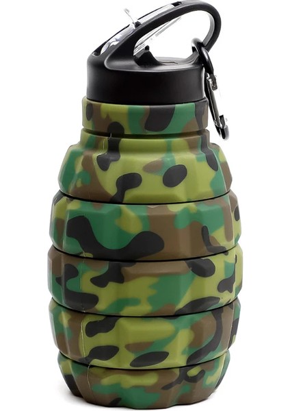 Tcherchı Yaratıcı Katlanabilir Su Şişesi Mutfak Aksesuarları Silikon Sürme Yürüyüş Kamuflaj Paslanmaz Çelik Su Şişesi (Yurt Dışından)