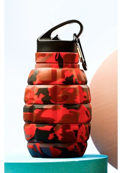 Tcherchı Yaratıcı Katlanabilir Su Şişesi Mutfak Aksesuarları Silikon Sürme Yürüyüş Kamuflaj Paslanmaz Çelik Su Şişesi (Yurt Dışından)