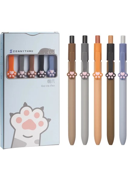 Kit 5 Parça Geri Çekilebilir Kedi Pençesi Jel Kalem Seti (Yurt Dışından)