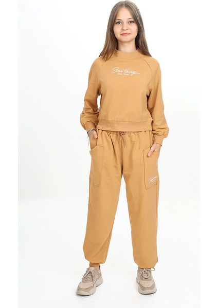 Kız Çocuk Bisiklet Yaka Baskılı Eşofman Takımı