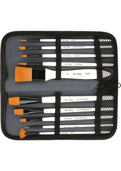Akrilik Yağlıboya Resim Için 10 Parça Profesyonel Sanat Fırça Seti (Yurt Dışından)